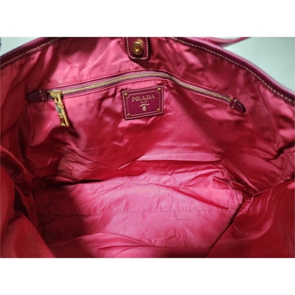 Authentic PRADA Nylon And Saffiano Leather Tote Bag Pink - Picture 5 of 12